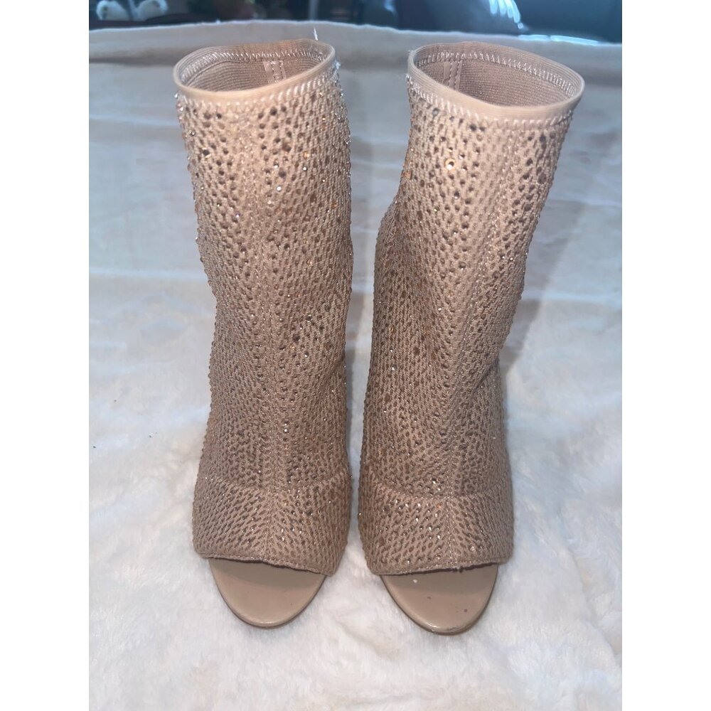 Aldo Sequin Peep-Toe Stiletto Booties – Rose Gold/Tan‎ – Size 9 - Picture 3 of 10